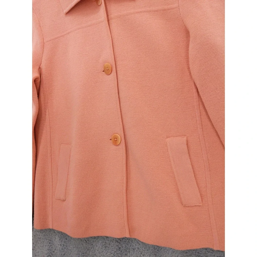 Talbots Cardigan Sweater Jacket Womens M Pink Pure Italian‎ Merino Wool